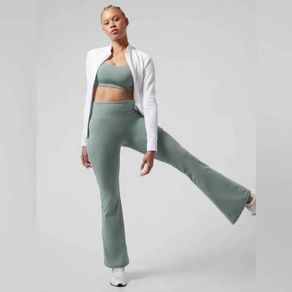 Athleta Pants - Athleta Elation Flare Pant Tights XXS minimalist grey green